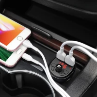Φορτιστής Αυτοκινήτου Hoco E41 Με Wireless Fm Transmitter Και 2 Usb Θύρες Μαύρος