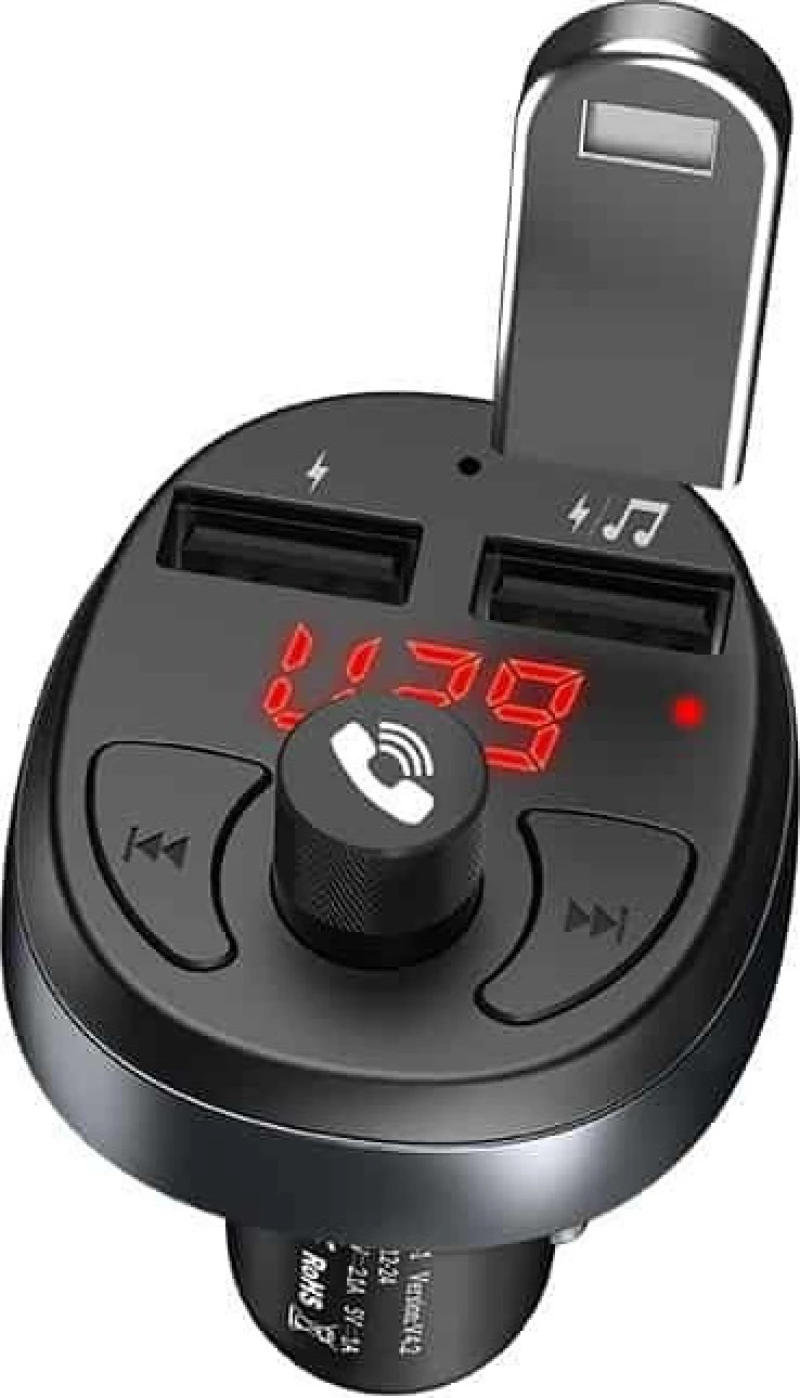 Φορτιστής Αυτοκινήτου Hoco E41 Με Wireless Fm Transmitter Και 2 Usb Θύρες Μαύρος