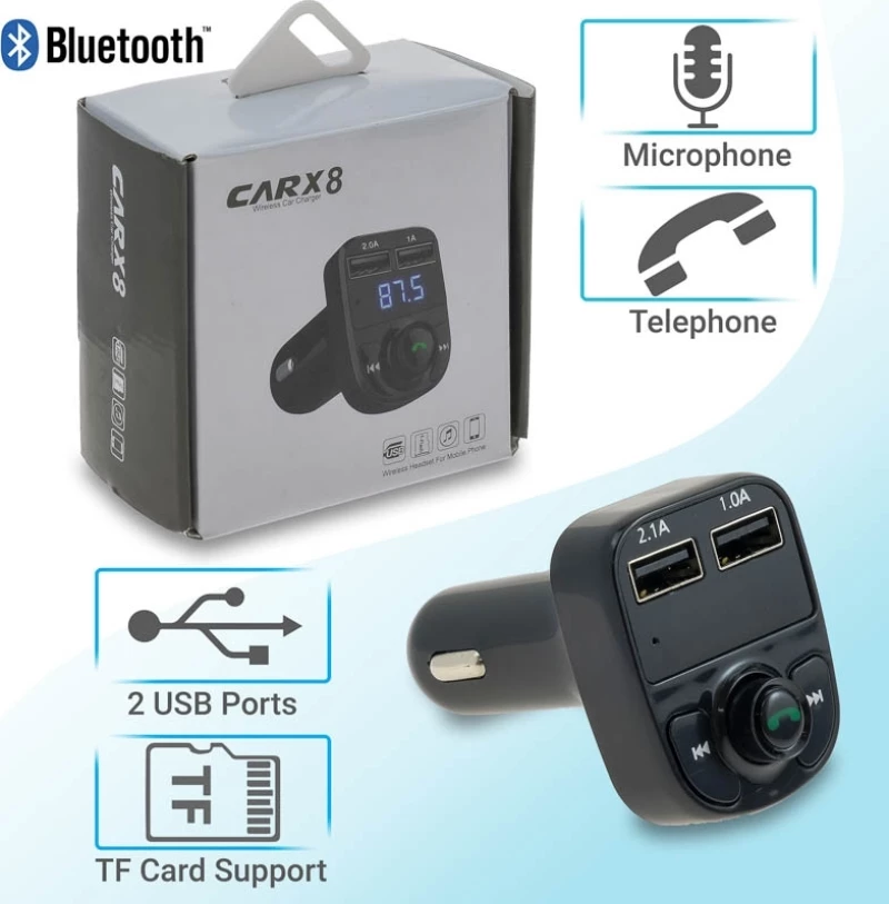 Φορτιστής – Πομπός Αυτοκινήτου Μετάδοσης Mp3 / Bluetooth / Usb – Car X8