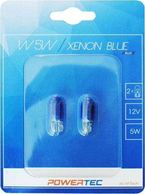 M-Tech W5W Powertec Xenon Blue 12V 2τμχ Blister