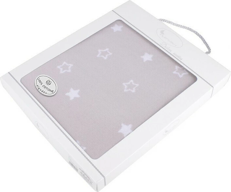 Interbaby Κουβέρτα Αγκαλιάς & Λίκνου Stars Βαμβακερή 75x100cm Beige