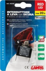 Lampa Aluminium Toggle Switch Red Led 12/24V