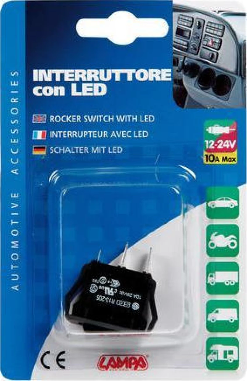 Lampa Rocker Switch with Green Led