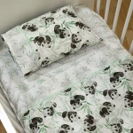 Lino Home Σετ Σεντόνια Κούνιας Panda Bear 120x170cm 701 Green