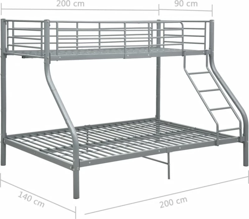 Πλαίσιο Κουκέτας Γκρι 140x200 εκ. / 90x200 εκ. Μεταλλικό