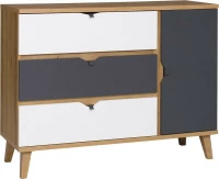 Συρταριέρα Memone Plus Φυσικό - Γκρι 120x40x90cm