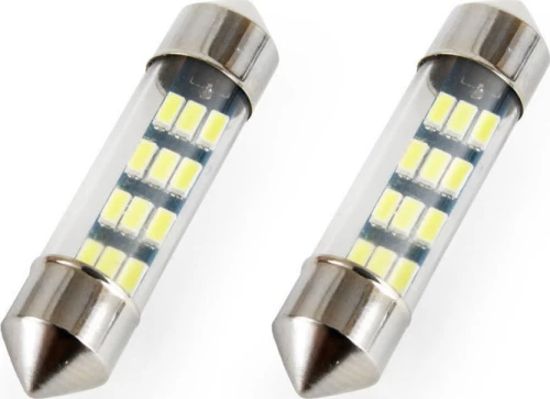 Vertex C5W 36mm Festoon 12 SMD 3014 Led White w. Glass 12V 2τμχ