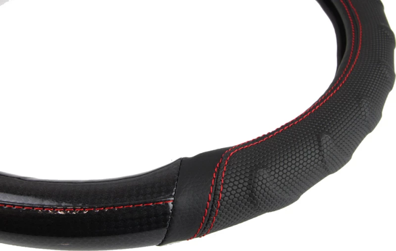 AMiO Κάλυμμα Τιμονιού Μαύρο/Κόκκινο 37-39cm