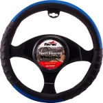 Auto Gs Κάλυμμα Τιμονιού PU Ανάγλυφο Μαύρο/Μπλε 38cm