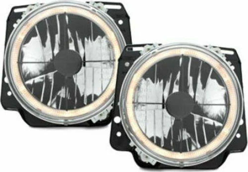 Φανάρια εμπρός angel eyes και σταυρός για Vw Golf II (1983-1993) - chrome , με λάμπες (Η1) - σετ 2τμχ.