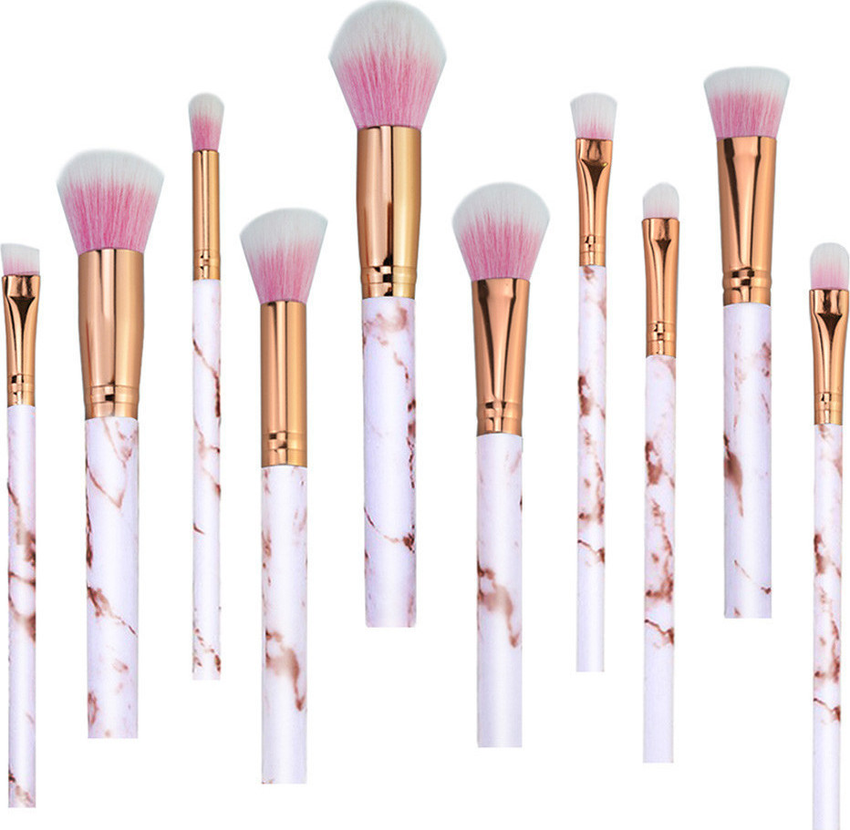 ΣΕΤ ΠΙΝΕΛΑ ΜΑΚΙΓΙΑΖ - MARBLING PROFESSIONAL WOMEN MAKEUP BRUSH SET 10 ΤΕΜΑΧΙΩΝ (PINK-GOLD-WHITE)