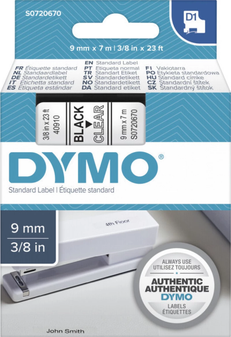 Dymo 40910 Ταινία Ετικετογράφου (7m x 9mm) S0720670 Διάφανο