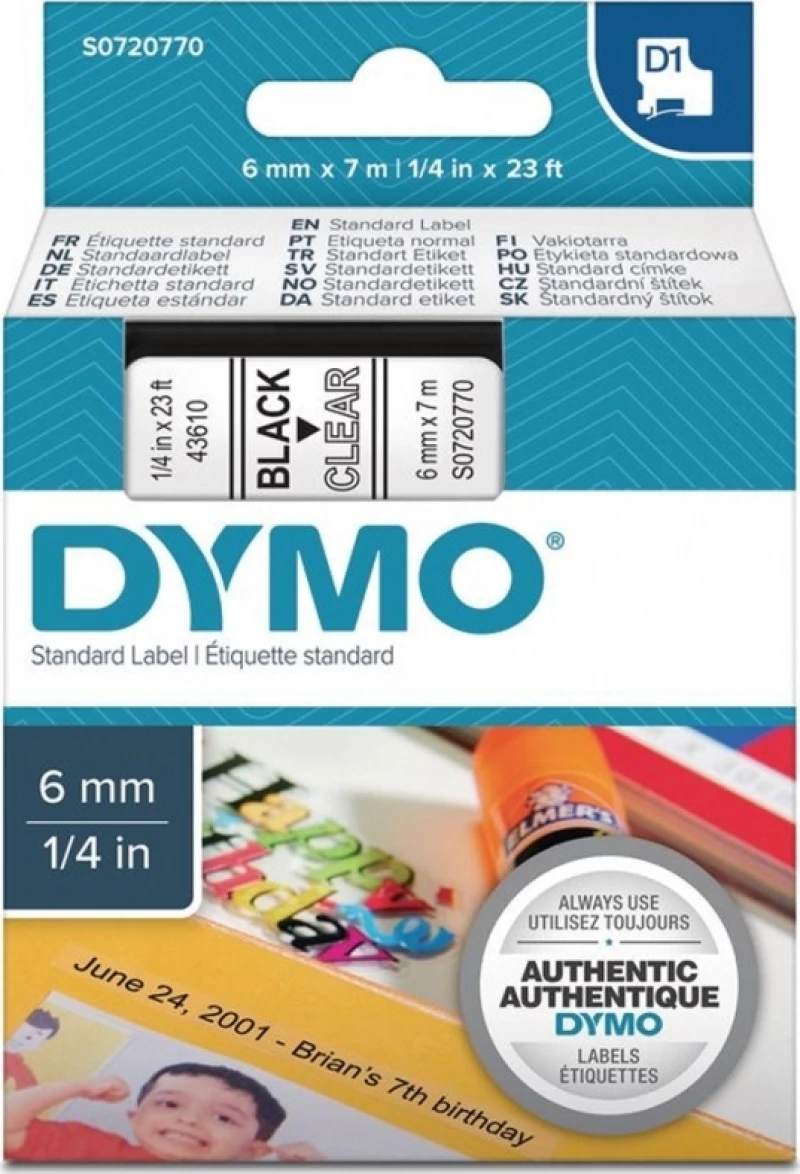 Dymo 43610 Ταινία Ετικετογράφου (7m x 6mm) S0720770 Διάφανο