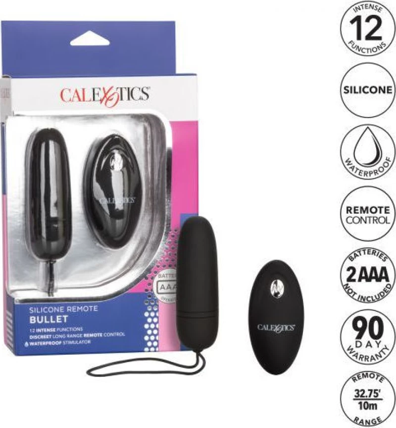 Calexotics Silicone Remote Bullet Black 9cm