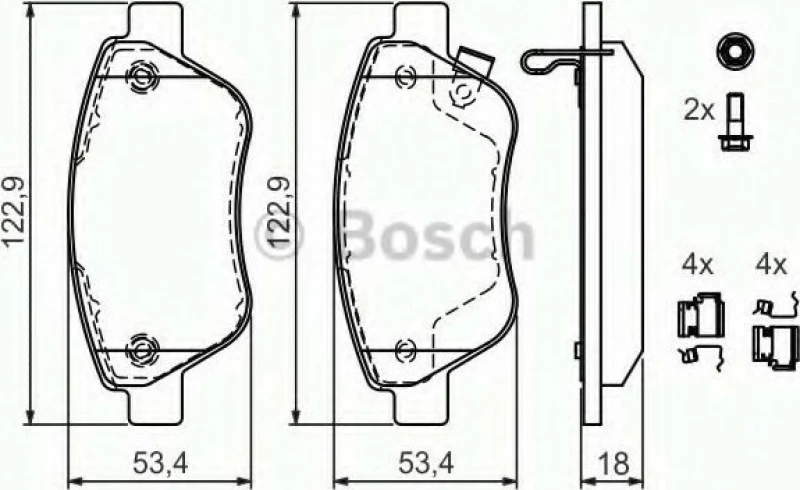 Bosch Σετ Τακάκια Εμπρός 4τμχ για Opel Adam / Corsa 2006-2013