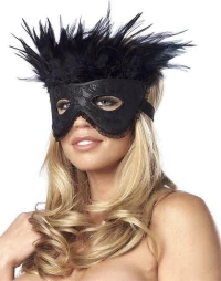 Rimba Satin Look Feather Mask Black