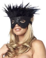 Rimba Satin Look Feather Mask Black