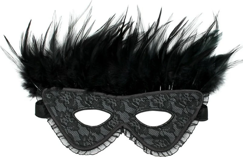 Rimba Satin Look Feather Mask Black
