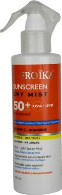Froika Sunscreen Dry Mist Διάφανο Μη λιπαρό για Ευαίσθητη & Μη Ανεκτική στον Ήλιο Επιδερμίδα SPF50+ 250ml