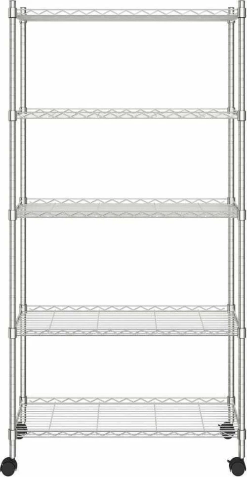 vidaXL Ραφιέρα 5 Επιπέδων με Τροχούς Χρωμέ 75x35x155 εκ. 250 κ.