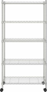 vidaXL Ραφιέρα 5 Επιπέδων με Τροχούς Χρωμέ 75x35x155 εκ. 250 κ.