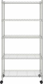 vidaXL Ραφιέρα 5 Επιπέδων με Τροχούς Χρωμέ 75x35x155 εκ. 250 κ.
