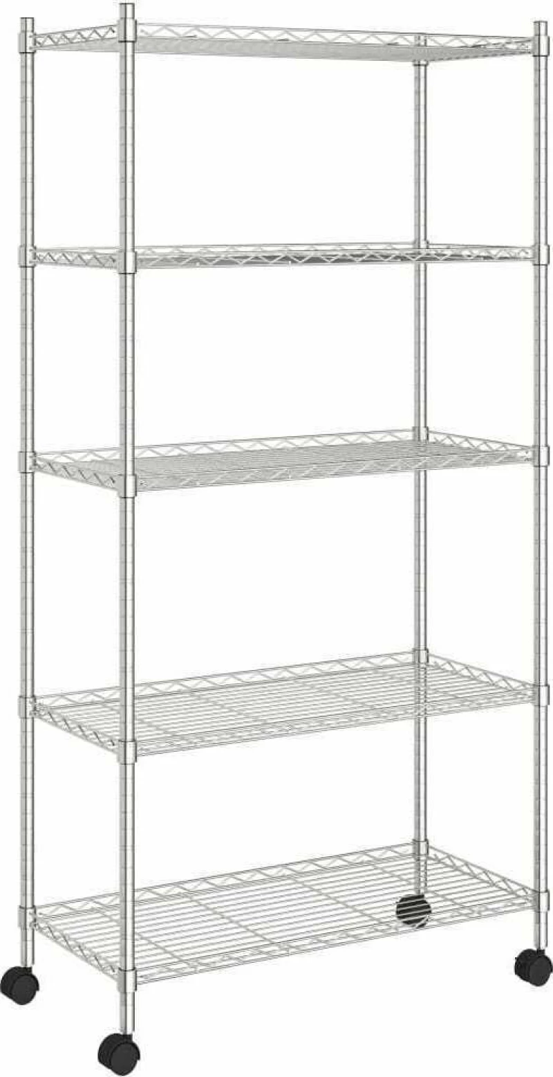 vidaXL Ραφιέρα 5 Επιπέδων με Τροχούς Χρωμέ 75x35x155 εκ. 250 κ.
