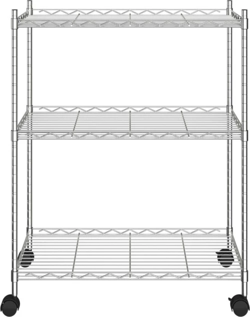 Ραφιέρα 3 Επιπέδων με Τροχούς Χρωμέ 60x35x81 εκ. 150 κ.
