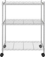 Ραφιέρα 3 Επιπέδων με Τροχούς Χρωμέ 60x35x81 εκ. 150 κ.