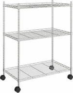 Ραφιέρα 3 Επιπέδων με Τροχούς Χρωμέ 60x35x81 εκ. 150 κ.