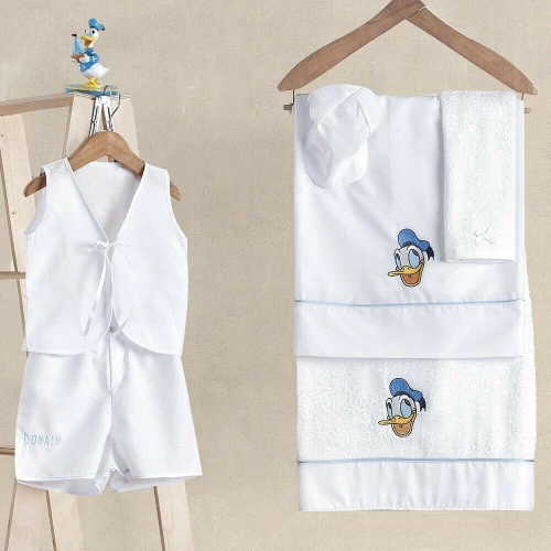 Disney Βαπτιστικά Λαδόπανα Donald Duck Λευκό
