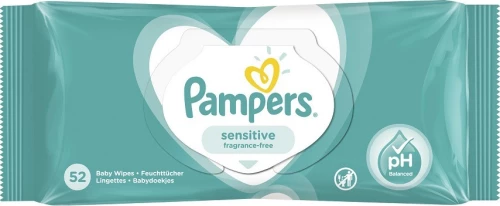 Pampers Sensitive Mωρομάντηλα για το Ευαίσθητο Δερματάκι του Μωρού, 52τμχ