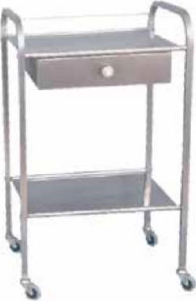Τραπέζι Inox με 2 Ράφια Λαμαρίνα Inox και Συρτάρι 1102