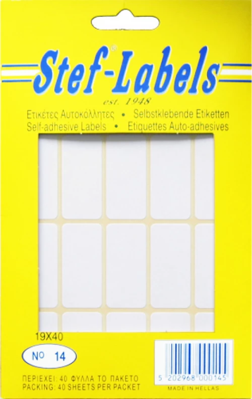 Stef Labels Αυτοκόλλητες Ετικέτες σε Λευκό Χρώμα 19x40mm
