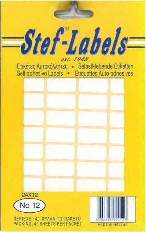 Stef Labels Αυτοκόλλητες Ετικέτες σε Λευκό Χρώμα 24xmm