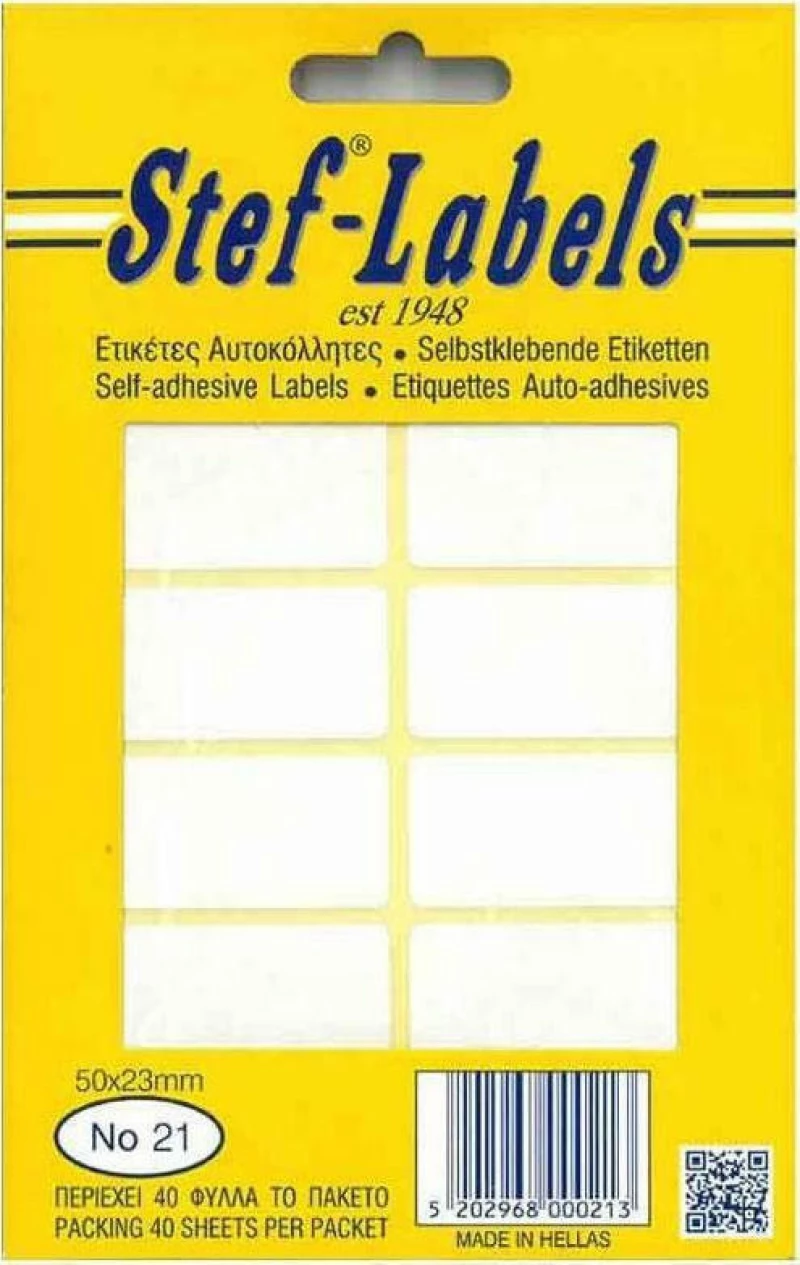 Stef Labels Αυτοκόλλητες Ετικέτες σε Λευκό Χρώμα 50x23mm
