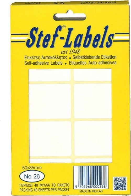 Stef Labels Αυτοκόλλητες Ετικέτες σε Λευκό Χρώμα 50x35mm