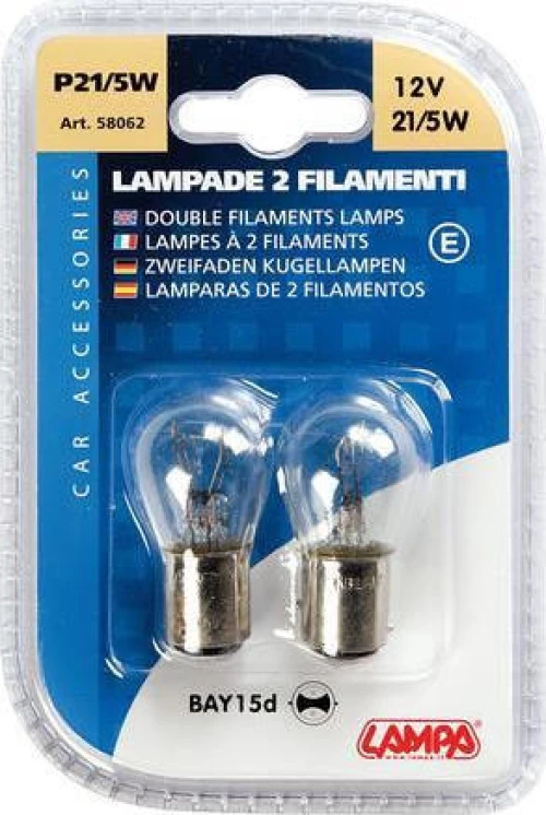 Lampa P21/5W Διπολική 12V 2τμχ