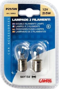 Lampa P21/5W Διπολική 12V 2τμχ