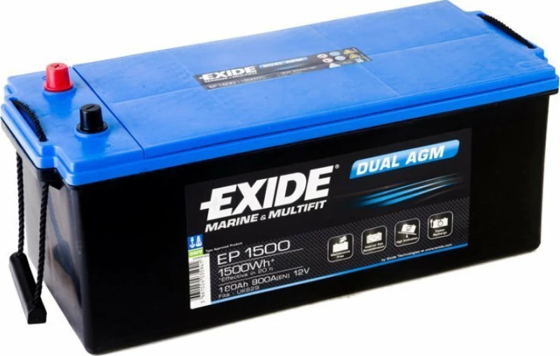 Exide Dual AGM 12V 180Ah EP1500