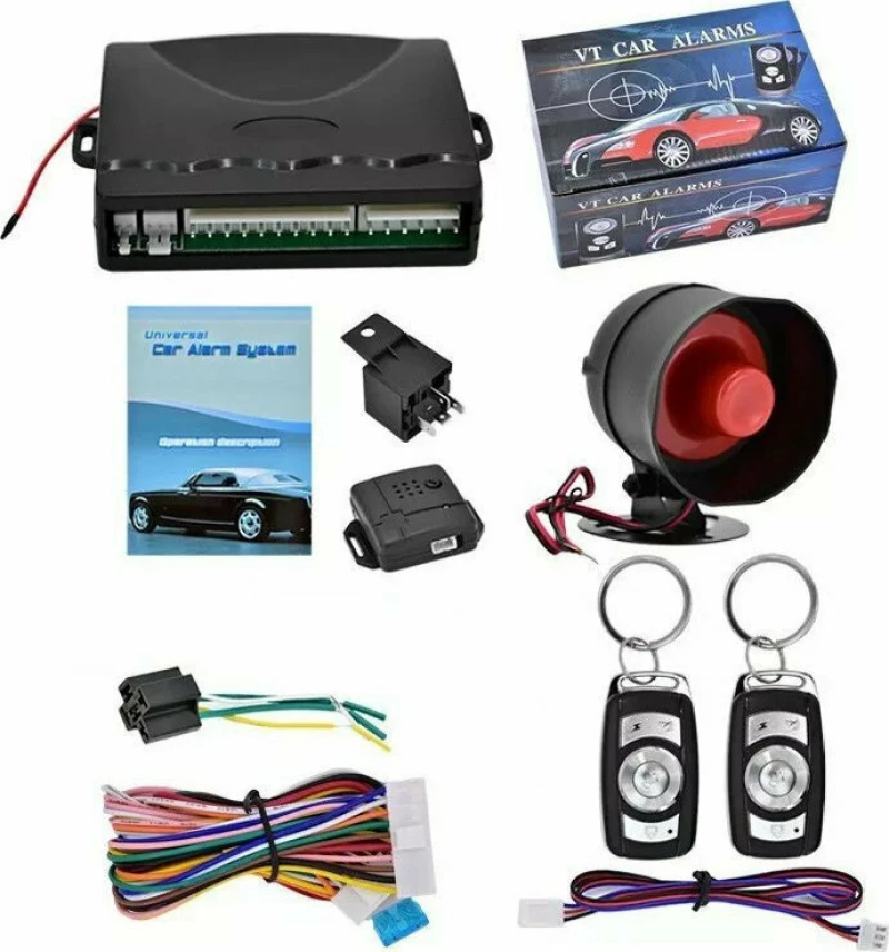 Car Alarm System Συναγερμός Αυτοκινήτου με 2 Τηλεχειριστήρια & Κεντρικό Κλείδωμα