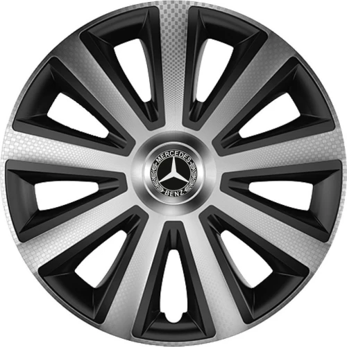 Versaco Σετ Τάσια Αυτοκινήτου Aviator Carbon Silver / Black με Σήμα Mercedes 4τμχ 16"