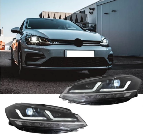 Μπροστινά Φανάρια Set Για Vw Golf VII (7.5) 17-19 DRL Full Led Halogen Version Black LEDHL10-BK Osram Ledriving