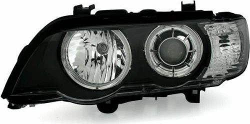 Φανάρια εμπρός angel eyes για BMW X5 E53 (1999-2003) - μαύρα , χωρίς λάμπες (Η7) - σετ 2τμχ.