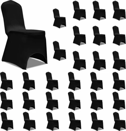 vidaXL Ελαστικό Καλύμματα Καρέκλας Μαύρο (30τμχ)