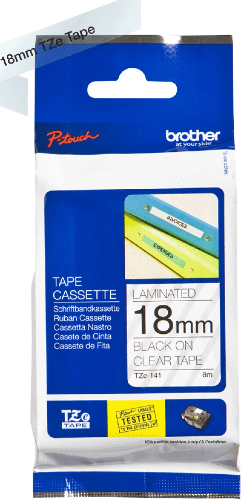 Brother TZE-141 Ταινία Ετικετογράφου (8m x 18mm) Διάφανο