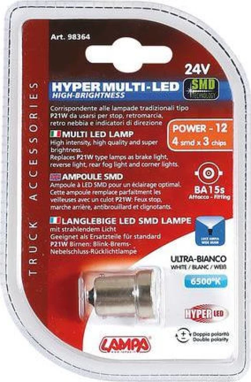 Lampa P21W Hyper-Led Power 12 White 24V 1τμχ