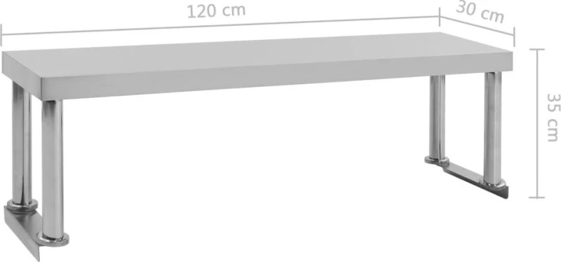Ράφι Επιτραπέζιο για Πάγκο Εργασίας 120x30x35 εκ. Ανοξ. Ατσάλι