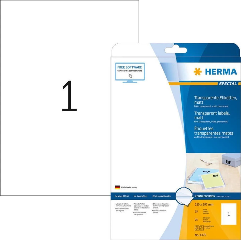 Herma 25 Αυτοκόλλητες Ετικέτες Α4 Ορθογώνιες 210x297mm