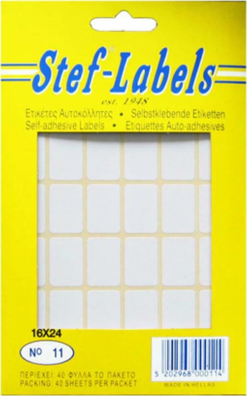 Stef Labels Αυτοκόλλητες Ετικέτες σε Λευκό Χρώμα 16x24mm